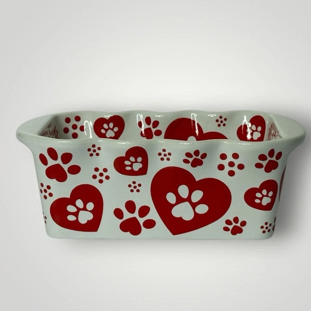 Temptations By Tara Pawfetti Paws Hearts Seasonal 12oz Mini Loaf Ovenware‎
